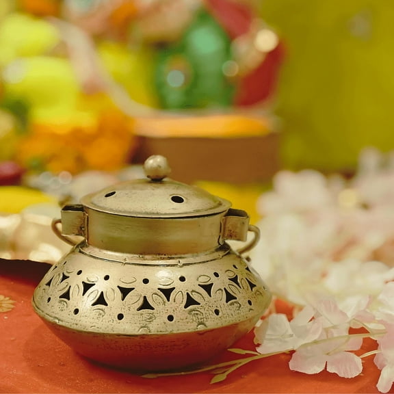 RusticDior degchi/hundi/Pot tealight and Incense Burner/Holder Perfect for Pooja Room