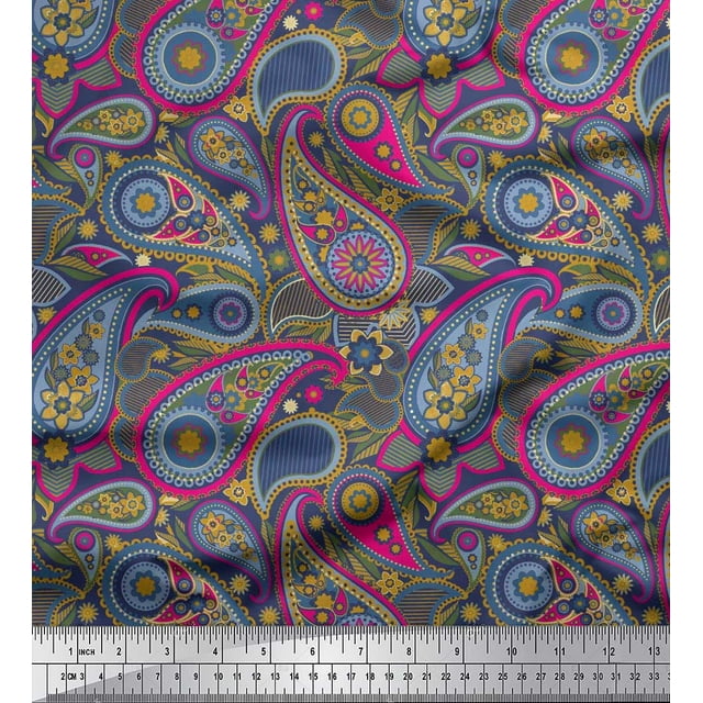 Soimoi Poly Georgette Fabric Floral & Paisley Fabric Prints by Yard 42 Inch Wide