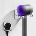 thumbnail image 3 of Hair Dryer Bracket Aluminum Alloy Wall Mount Holder with Plug Bracket for Home Bathroom, 3 of 4