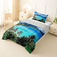 thumbnail image 2 of jejeloiu Tropical Island Holiday Twin Comforter Sets,Palm Tree Bedding Set For Boys,Turquoise Green,Light Gray Reversible,2 Pieces,1 Comforter and 1 Pillowcase, 2 of 7