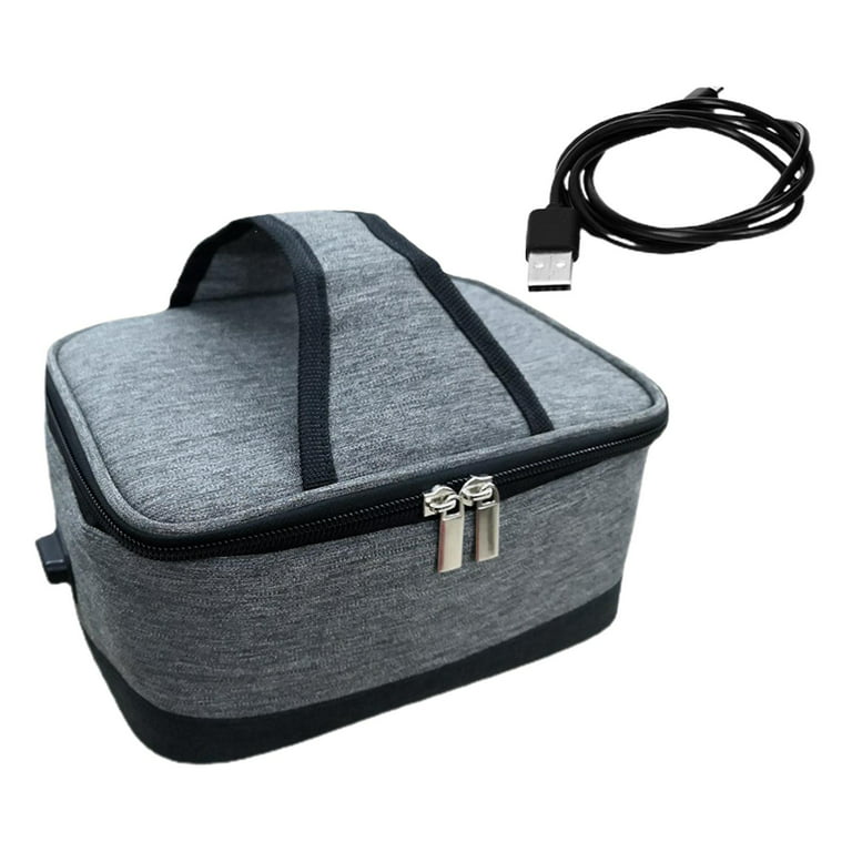 USB Food Heating Bag Container Lunch Heater Tote Electric Heated Lunch Box  Insulation Bag lunch box for Travel Cooking Car Office , Gray 