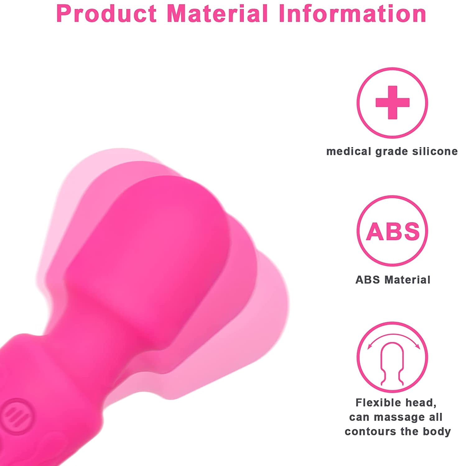 Rechargeable Personal Massager, Torubia Mini Personal Massager for Neck and Shoulder Massager Quiet Massage Tools, Soft Silicone Material with Low Medium and High Power- Stress Away (Pink)