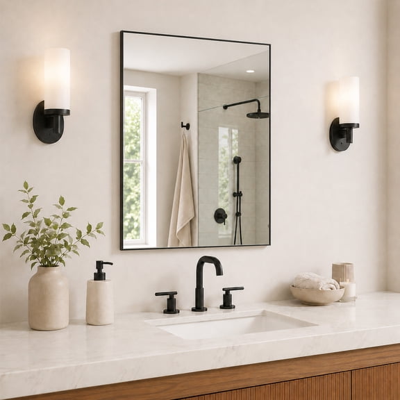 Niveal 24" x 30" Mirror for Wall Rectangular Framed Wall Mirror,Makup Mirror,Vanity Mirror for Room/Bathroom Black
