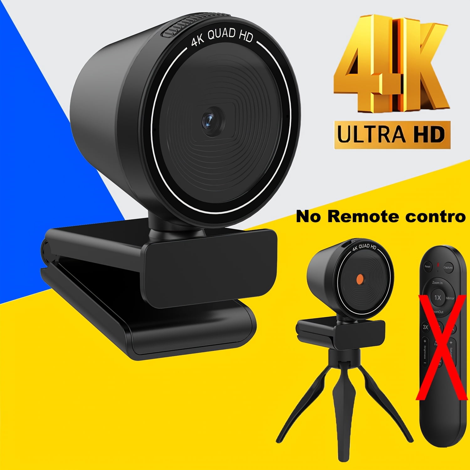 4K Ultra HD Webcam Of Pc, Auto/Manual Zoom, 9xZoom, Plug And Play, Built-in Privacy Cover, White Balance, Webcam with Microphone, 4K Webcam for PC/Laptop/Desktop, Video Calling, Conference