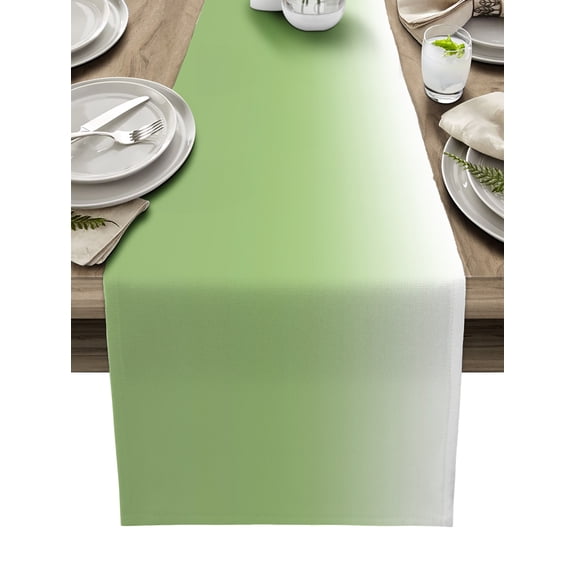 Table Runner 72 Inches Long for Kitchen Dining, Ombre Green White Dresser Scarf Farmhouse, Dining Table Decorations for Wedding/Parties, Colorful Painting 16 x 72 In