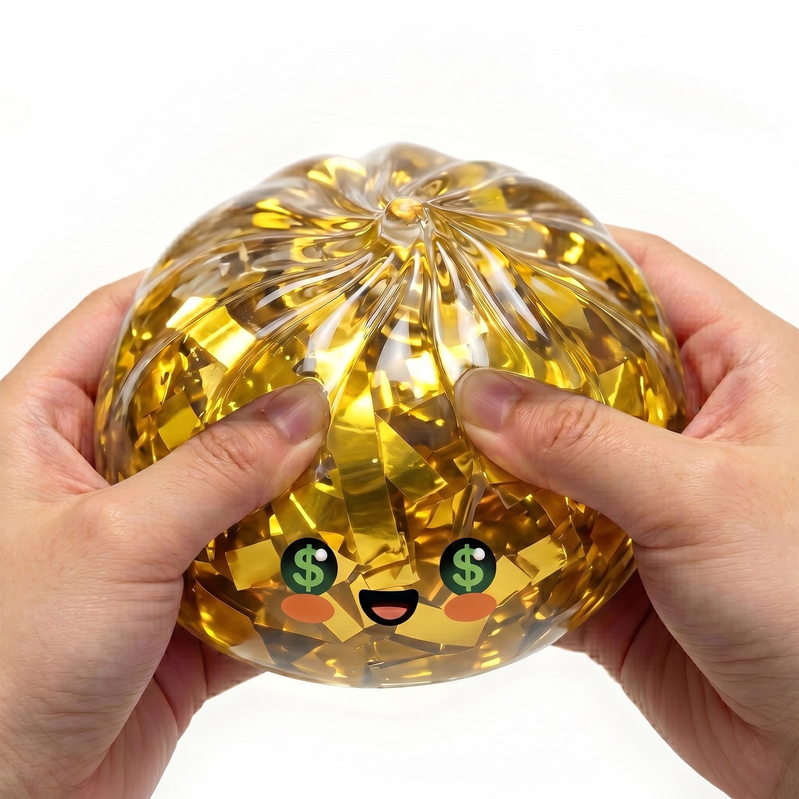 Golden Ticket Edition Dumpling Squishy, Gaint Dumpling with Steamed Box Colorful Dumplings Stress Balls Stocking Stuffers With Food Stretchy Soft Balls