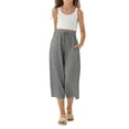 thumbnail image 4 of Ruyang Capri Pants for Girls Cotton Linen Wide Leg Pants Summer Capris Pant Palazzo Loose Fit Casual Trousers Pockets 2026 Trendy, 4 of 9