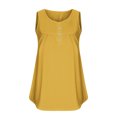 thumbnail image 4 of Royisotas Yellow Women Tank Tops Casual Sleeveless Summer Camisoles for Women Plus Solid Color V-Neck Pleated Button Cami Tops Plus Size, 4 of 5