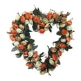thumbnail image 2 of Corona de rosas en forma de corazón, aldaba artificial para colgar en la pared, guirnalda de bienvenida de 36 cm naranja, 2 of 8