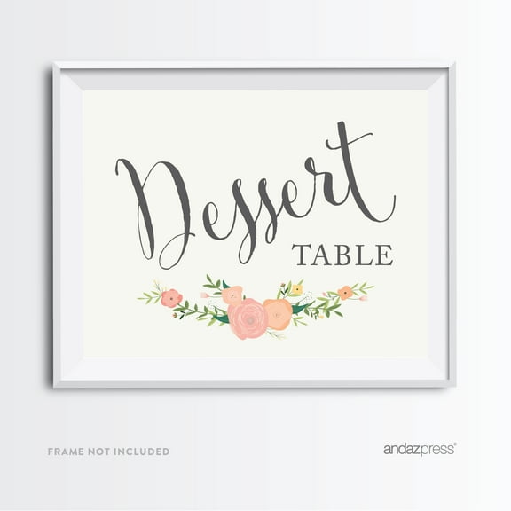 Dessert Table Floral Roses Wedding Party Signs