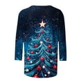 thumbnail image 3 of Oplxuo Christmas Shirts for Women 2025 Fashion 3/4 Length Sleeve Crew Neck Tunic Tops Casual Xmas Tree Red Wine Glass Print Blouse, 3 of 4
