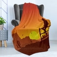 thumbnail image 4 of Western Soft Flannel Fleece Throw Blanket, Silhouette of Cowboy in Wild West Sunset Scene American Culture Image Print, Cozy Plush for Indoor and Outdoor Use, 50" x 60", Burnt Orange, by Ambesonne, 4 of 5
