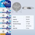 thumbnail image 2 of PKCELL 25PCS CR1025 Lithium 3v Coin Cell Battery 1025 Watch Battery for Key Fob Car Remote Glucose Monitor, 2 of 2