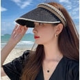 thumbnail image 5 of CoCopeaunts Women's Wide Brim Sun Hats, Pearl Straw Sun Visor Hat Summer UV Protection Beach Cap, Straw Golf Visor Hat for Girls, 5 of 7