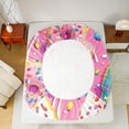 thumbnail image 5 of Feelyou Pink Donut Kids Full Size Sheets, Cartoon Dessert Party Bed Sheets, 4-Piece, 5 of 7