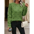 thumbnail image 6 of Women'S Polka Dots Sweaters Long Sleeve Round Neck Knitted Pullover Tops Green XL, 6 of 9