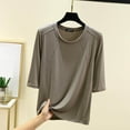 thumbnail image 2 of Modal Half Sleeve Top Women 2025 - Round Neck Solid Color Lounge Shirt Lightweight Home Wear Basic Tee Breathable Stretchy Comfort Short Sleeve Minimalist Y2K, 2 of 6