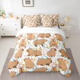 thumbnail image 2 of Homewish Cute Animal Floral Capybara 7-Piece Twin Bedding Sets for Children Teens Boys,Cartoon Wildlife Bedding Comforter Set,Black Brown Breathable Sheet Sets,Breathable Home Decor,Reversible, 2 of 8