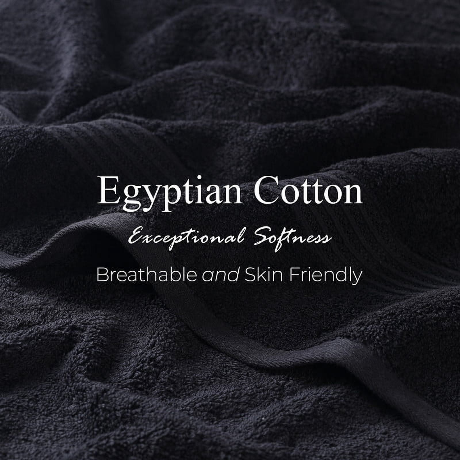 Superior Derry Solid Egyptian Cotton 8-Piece Hand Towel Set, Black