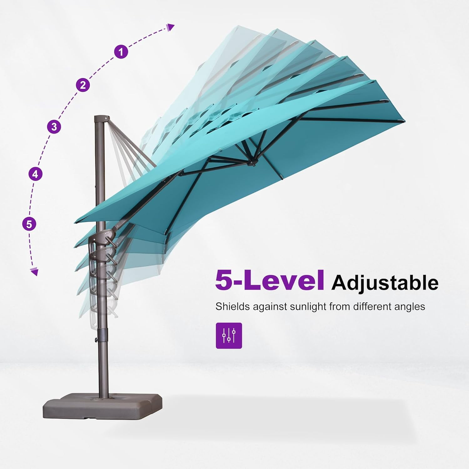PURPLE LEAF OUTDOOR 9' X 11.5' Rectangle Cantilever Umbrella Patio Umbrella Outdoor Aluminum Offset Antique Bronze Hanging Umbrella for Pool Garden Backyard Deck, Turquoise Blue