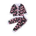 thumbnail image 1 of Baby Floral Print Toddler Girls Zip-up Tops + Long Pants  Clothes Set, 1 of 10