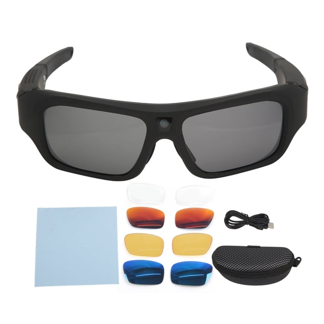 Gafas de sol con cámara 4K HD para grabación de vídeo inteligente con 4 pares de lentes para senderismo, ciclismo y ciclismo.