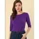 thumbnail image 2 of CamiseAjustaCon Cuello Redondo Y Mangas Al Codo PaMujer Morado oscuro S, 2 of 6