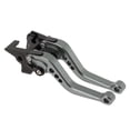 thumbnail image 1 of Palancas de freno y embrague cortas únicas para Yamaha FZ6R 2009-2017, palanca de freno ajustable en 6 posiciones, aleación de aluminio, tono titanio, 1 par, 1 of 7