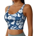thumbnail image 2 of Gukieu Rose Flowers Print Women's Sports Vest, Low-neck U-shaped Removable Pad Sports Bra for Yoga, Exercise, Dance-X-Large, 2 of 8