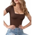 thumbnail image 2 of Womens Short Sleeve Long Sleeve Square Neck T Shirts Tops Tees, 2 of 3
