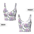thumbnail image 5 of Haiem Violets Flowers Pattern Womens Sports Bra - U Neck Padded Low Impact Yoga Bra Workout Crop Top Gym Moisture-Wicking Workout Vest -, 5 of 9