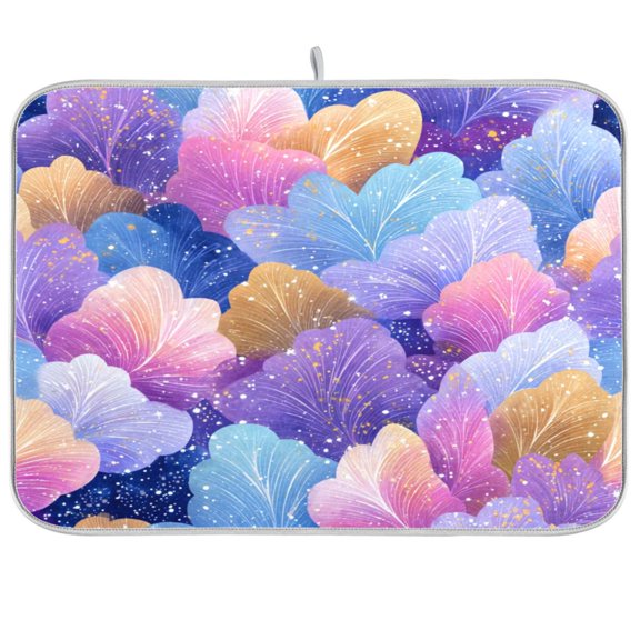 Kitchen Drying Mat 16x18In Drying Dish Mat Dish Drying Mats Kitchen Countertop Multi-Function Drain Drying Mat Kitchen Table Colorful Leaves
