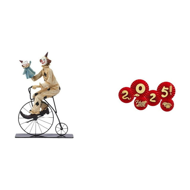 Figuras de payasos,Estatua de payaso,escultura,adorno de mesa,Colección de estatuillas de payasos adorables,Abanicos plegables festivos,Decoraciones de abanicos de papel para el Año Nuevo