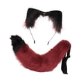 thumbnail image 4 of Conjunto de orejas y cola de gato para niños y adultos, accesorios para el cabello, disfraz de gato para cosplay. Rojo, 4 of 9