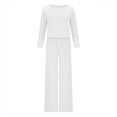 thumbnail image 4 of ICHUANYI Clearance Women's Summer New Solid Color Fashion Set Casual Solid Cotton Linen Sleeveless Two Piece Set(White, XL) ICHUANYI WER2023081501851, 4 of 6