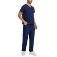 thumbnail image 4 of Titcea Mens Scrub Set — Stretch V-Neck Scrub Tops & Elastic Waistband Pants, Nurse Workwear with 10 Pockets, Unwrinkled Scrubs for Men, Available in 10 Colors, 4 of 9