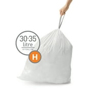simplehuman Code H Custom Fit Drawstring Trash Bags in Dispenser Packs, 100 Count, 35 Liter / 9.3 Gallon, White