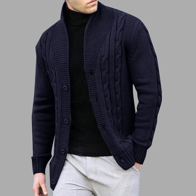 Puntoco Suéter Tipo Cárdigan De Punto Liso Informal Con Cuello Alto Y Manga Larga Para Hombre