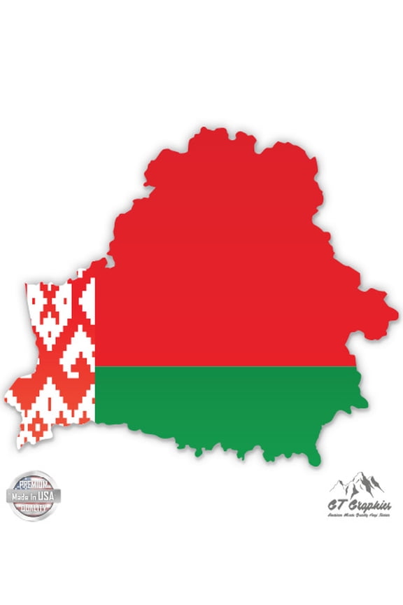 Belarus Map Flag Country Shape - 3" Vinyl Sticker - For Car Laptop I-Pad Phone Helmet Hard Hat - Waterproof Decal