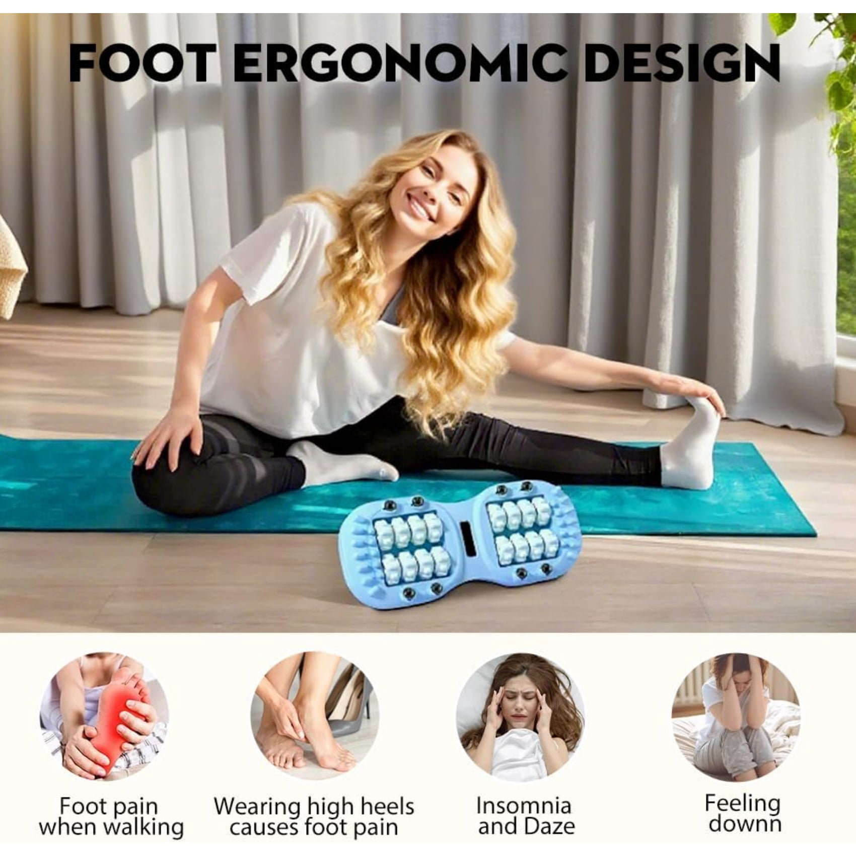 Portable Double Foot Massage Roller, 2026 New Foot Massager Roller for Plantar Fasciitis Relief and Improved Circulation, Dual Feet Massage Roller Tool for Home Office Use