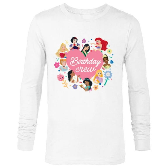 Disney Princess Heart Flowers Friends & Family Birthday Crew - Long Sleeve T-Shirt for Men - Customized-White