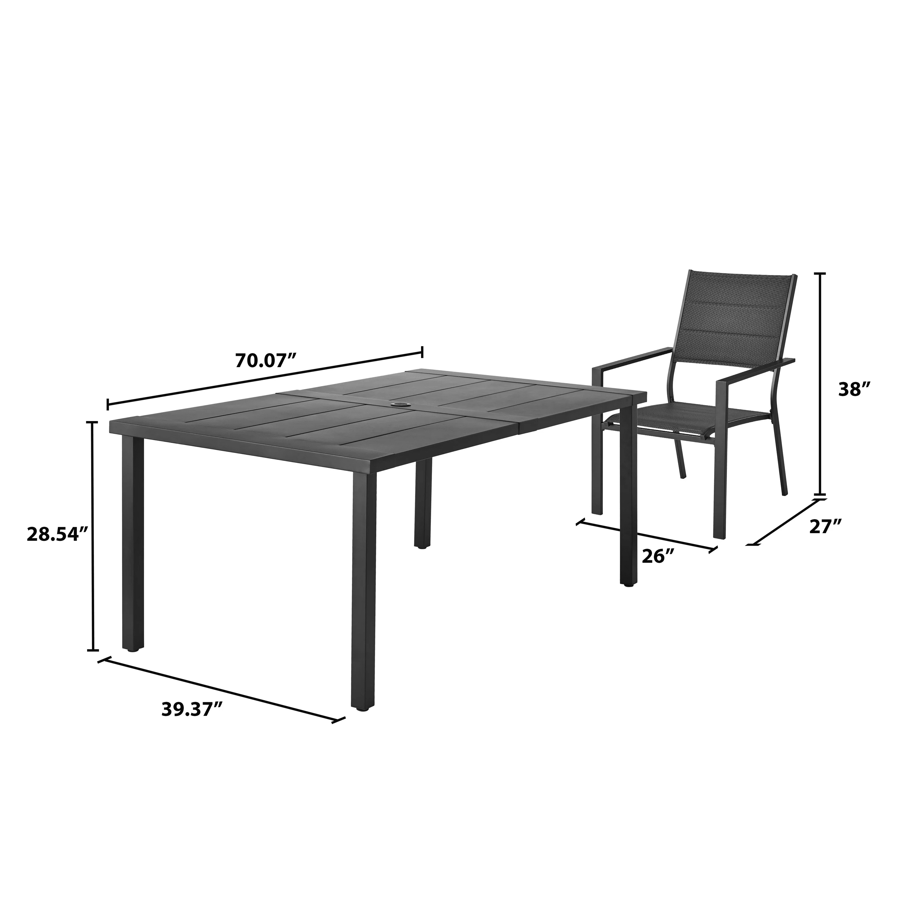 Ensemble table et chaises 7 pièces pour patio Cobble Hill Mainstays - Noir Anti-intempéries, UV et décoloration