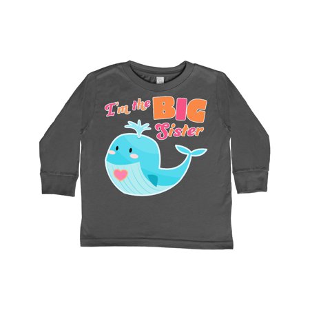 

Inktastic I m the Big Sister- cute whale with heart Gift Toddler Toddler Girl Long Sleeve T-Shirt