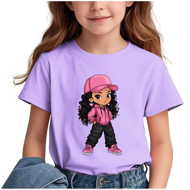 GreatBaby T-shirt Respirant pour Enfants avec Manches Courtes pour Garçons Filles Rentrée des Classes Saison Col Rond Manches Courtes Hauts Décontractés Polyvalents pour Extérieur (Violet2,7 Ans)