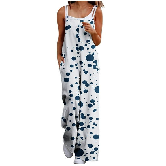 Cavosen Plus Size Oversized Linen Jumpsuits Retro Long Overalls with Pocket Print Lightweight Summer Trendy Rompers
