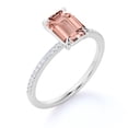 thumbnail image 6 of JeenMata Art Deco 1.75 Carat Emerald Cut Lab Created Morganite and Moissanite Engagement Ring in 18k Gold Over Sterling Silver, 6 of 6