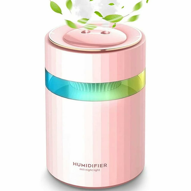 Humidificador de aire de 900 ml, difusor de aceites esenciales de vapor frío, humidificador USB portátil para bebés, humidificador ultrasónico silencioso, color rosa