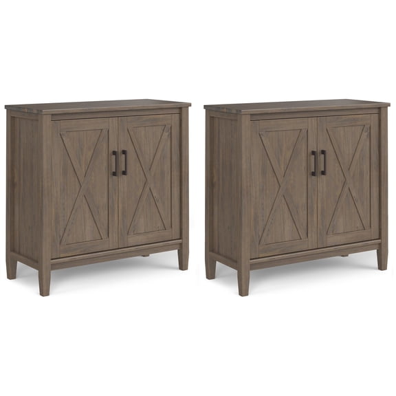 Simpli Home Ela Solid Wood 32 inch Storage Cabinet in Smoky Brown (Set of 2)