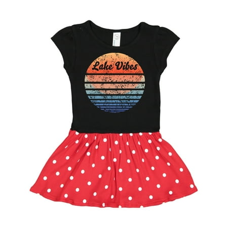 

Inktastic Lake Vibes Distressed Retro Sunset Gift Toddler Girl Dress