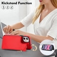 thumbnail image 5 of Dteck for iPhone 11 Wallet Case, Flip Leather Case with RFID Blocking Card Holder Zipper Pocket, Ring Holder Kickstand Protective Folio Phone Cover for iPhone 11,Red, 5 of 7